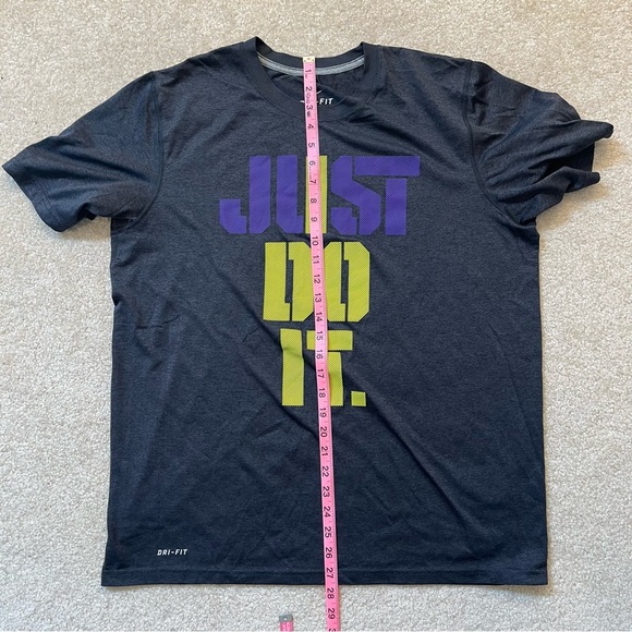 Nike Shirt Mens Large Gray Just Do It Spell Out Dri Fit Crew Neck Active Outdoor - Picture 8 of 9